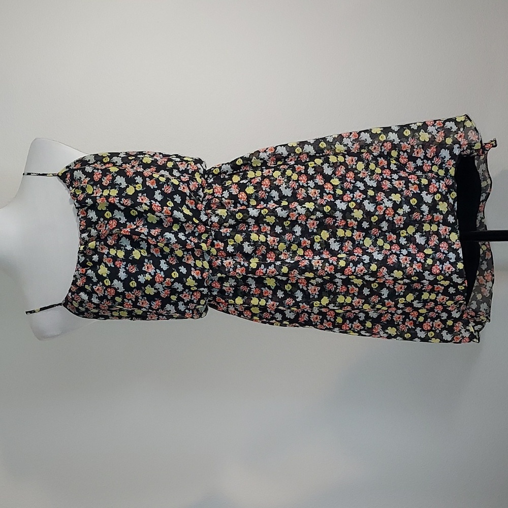 Guess Multi-Colored Floral Chiffon Hi-Lo Hem Spaghetti Strap Dress Size Small